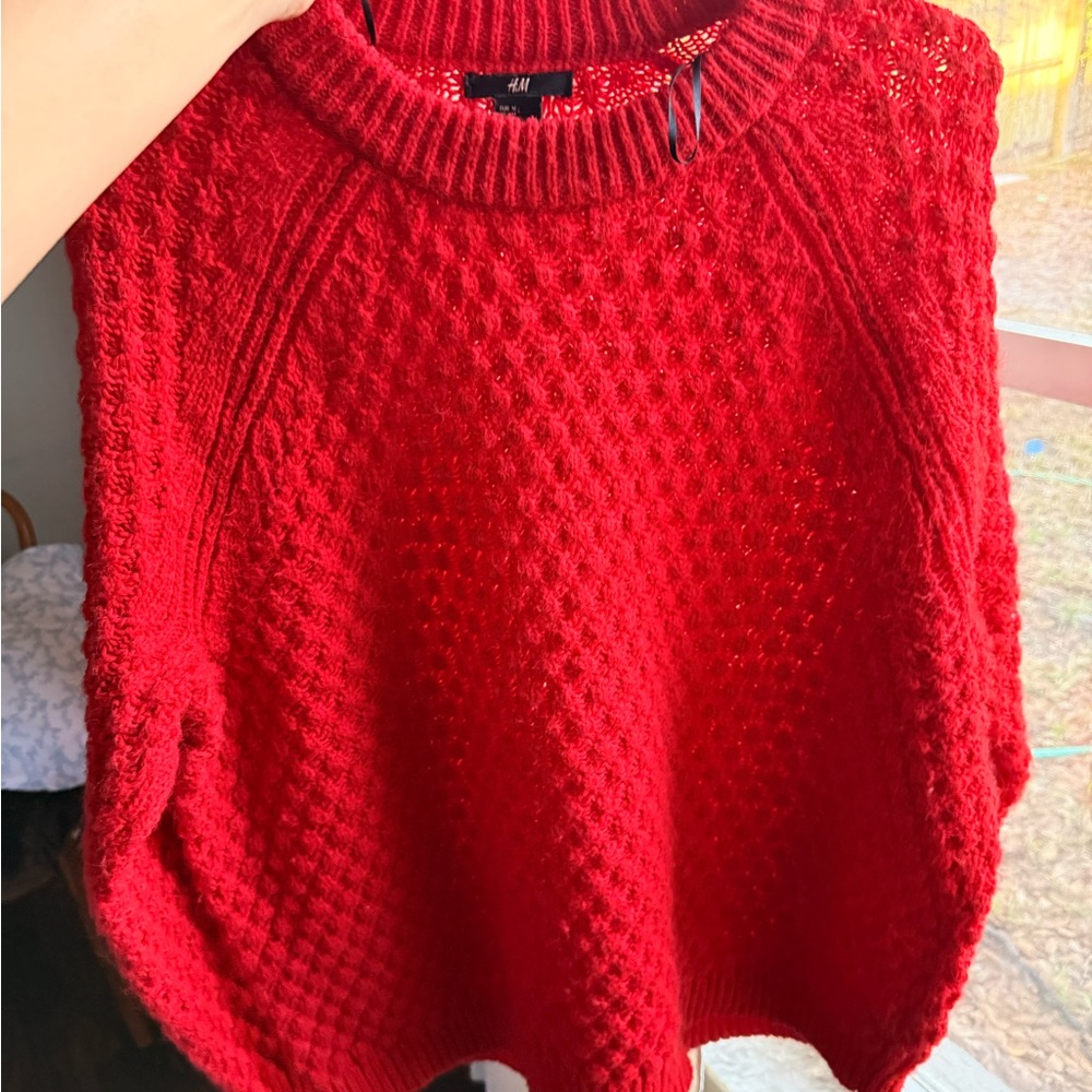 H&M Textured Knit Red Sweater